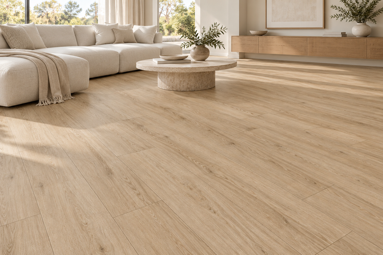 leyton 8mm hybrid pale wattle digitally styled room visual