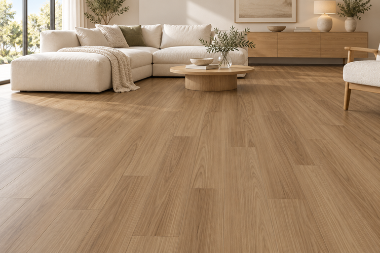 leyton 8mm hybrid spotted gum digitally styled room visual