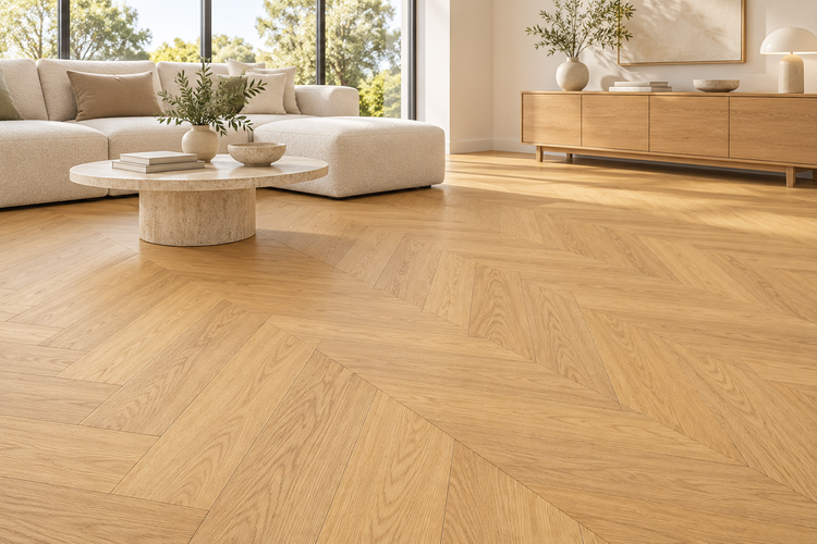 leyton engineered herringbone honeygold herringbone digitally styled room visual