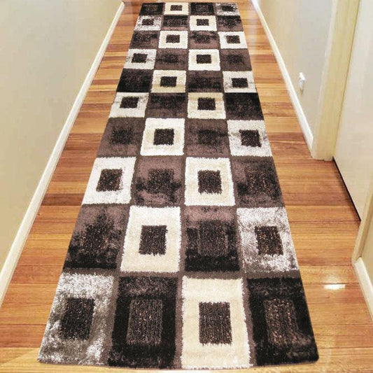 Luxury Shaggy 1206 Brown Hallway Runner